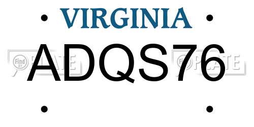 ADQS76 Virginia License Plate