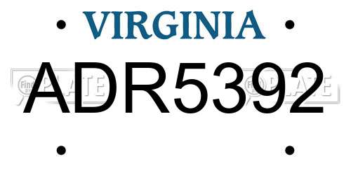 ADR5392 Virginia License Plate