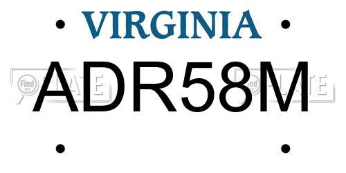 ADR58M Virginia License Plate