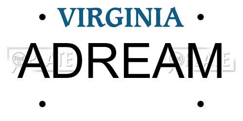 ADREAM Virginia License Plate