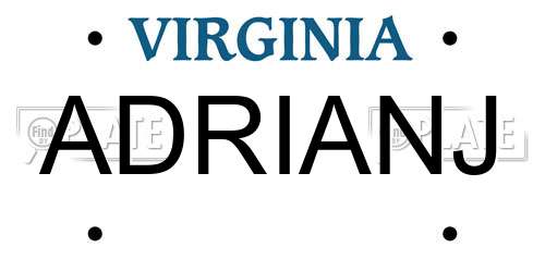 ADRIANJ Virginia License Plate