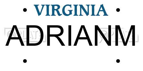 ADRIANM Virginia License Plate