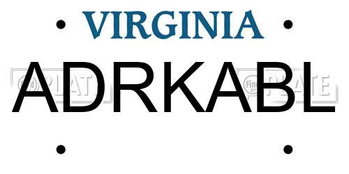 ADRKABL Virginia License Plate