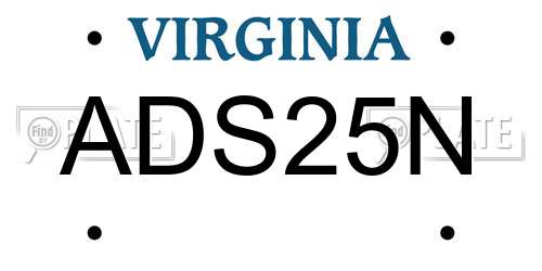 ADS25N Virginia License Plate