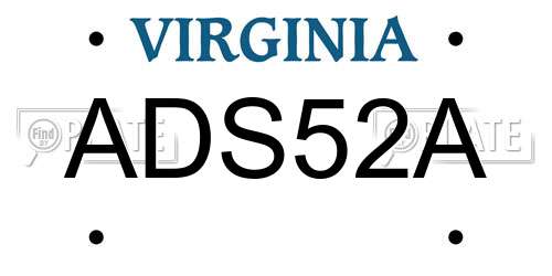 ADS52A Virginia License Plate