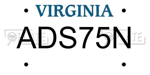 ADS75N Virginia License Plate