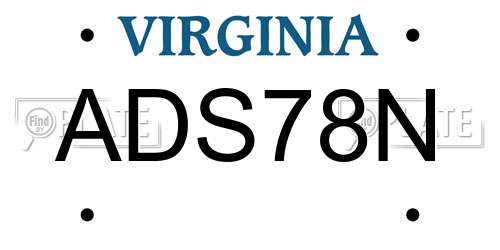 ADS78N Virginia License Plate
