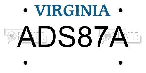 ADS87A Virginia License Plate