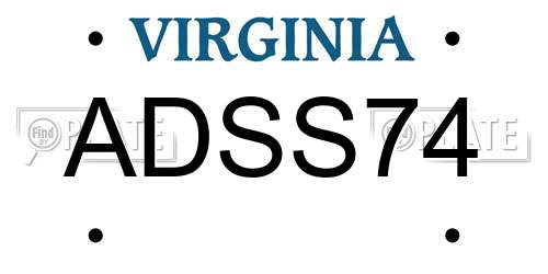 ADSS74 Virginia License Plate