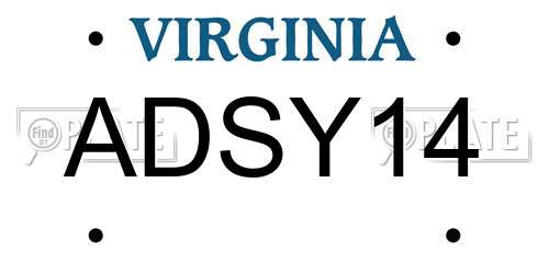 ADSY14 Virginia License Plate