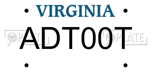 ADT00T Virginia License Plate
