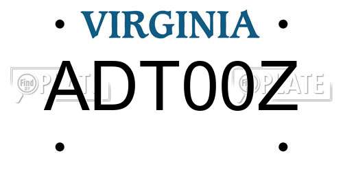 ADT00Z Virginia License Plate