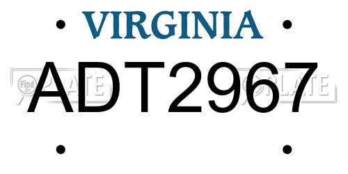 ADT2967 Virginia License Plate