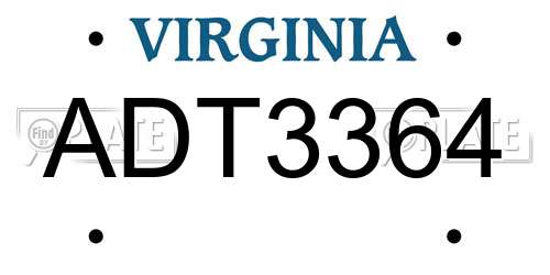 ADT3364 Virginia License Plate