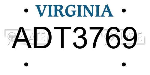 ADT3769 Virginia License Plate