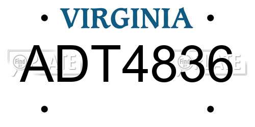 ADT4836 Virginia License Plate