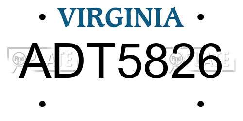 ADT5826 Virginia License Plate