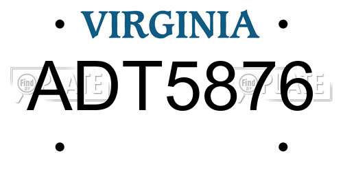 ADT5876 Virginia License Plate