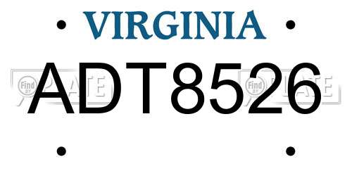 ADT8526 Virginia License Plate