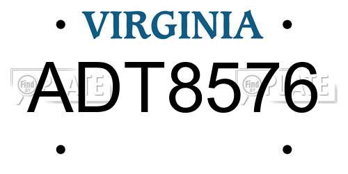 ADT8576 Virginia License Plate