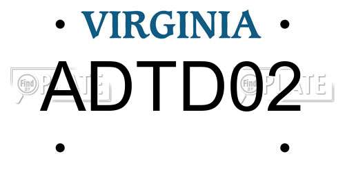 ADTD02 Virginia License Plate