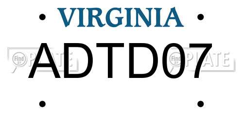 ADTD07 Virginia License Plate