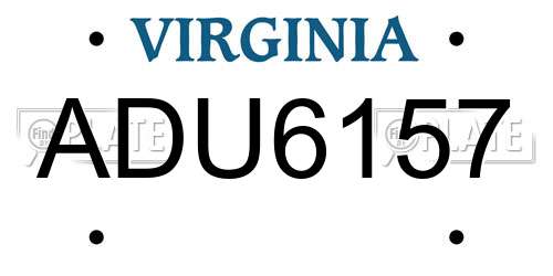 ADU6157 Virginia License Plate