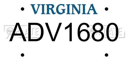 ADV1680 Virginia License Plate