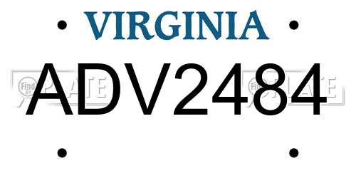 ADV2484 Virginia License Plate