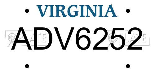 ADV6252 Virginia License Plate