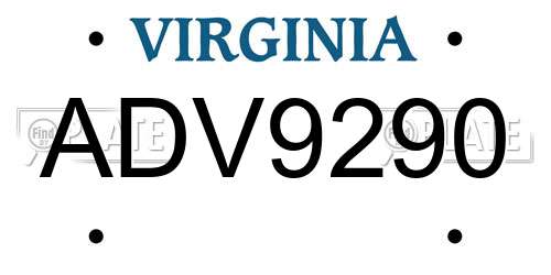 ADV9290 Virginia License Plate