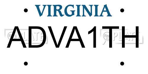 ADVA1TH Virginia License Plate