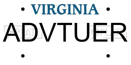 ADVTUER Virginia License Plate