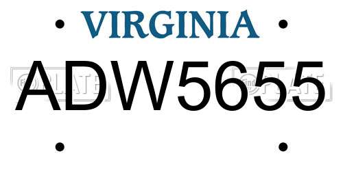 ADW5655 Virginia License Plate