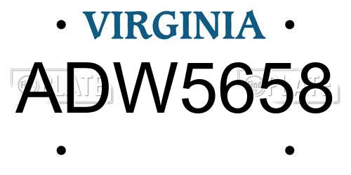 ADW5658 Virginia License Plate