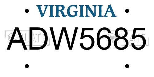 ADW5685 Virginia License Plate