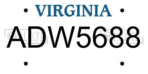 ADW5688 Virginia License Plate