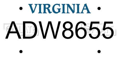 ADW8655 Virginia License Plate