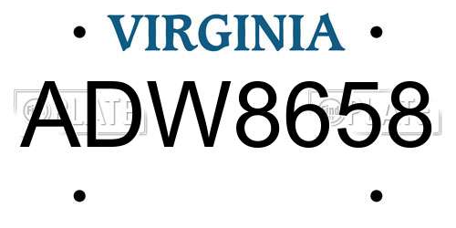 ADW8658 Virginia License Plate