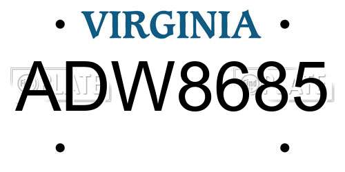 ADW8685 Virginia License Plate