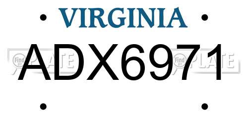 ADX6971 Virginia License Plate