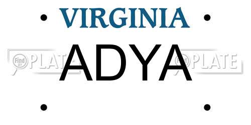 ADYA Virginia License Plate
