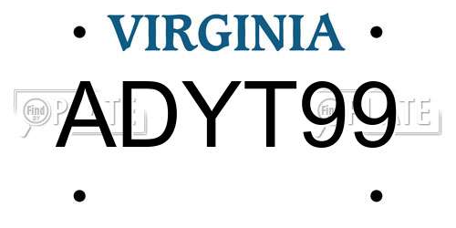 ADYT99 Virginia License Plate