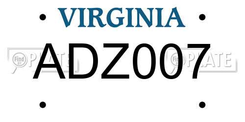 ADZ007 Virginia License Plate