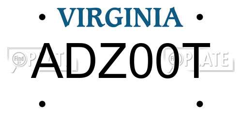 ADZ00T Virginia License Plate