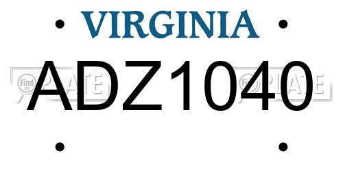 ADZ1040 Virginia License Plate
