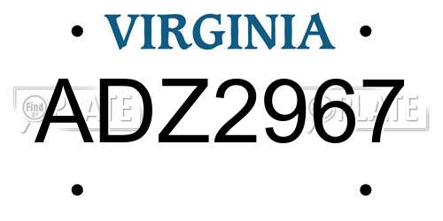 ADZ2967 Virginia License Plate