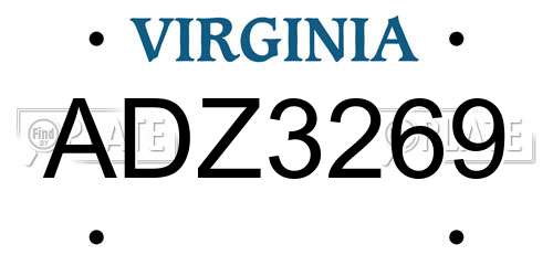 ADZ3269 Virginia License Plate