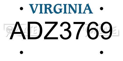 ADZ3769 Virginia License Plate