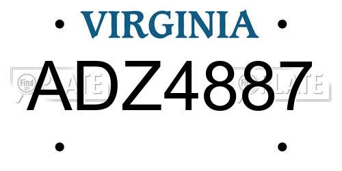ADZ4887 Virginia License Plate